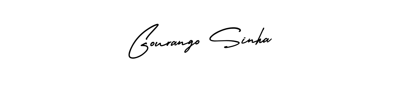 You should practise on your own different ways (AmerikaSignatureDemo-Regular) to write your name (Gourango Sinha) in signature. don't let someone else do it for you. Gourango Sinha signature style 3 images and pictures png