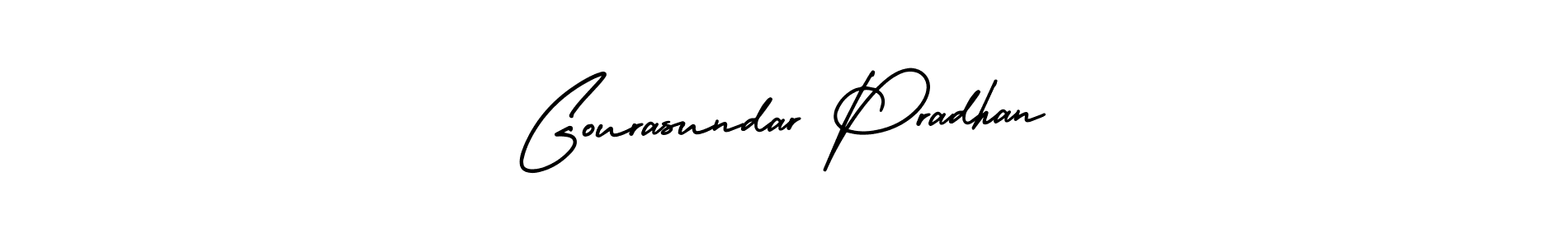 How to make Gourasundar Pradhan signature? AmerikaSignatureDemo-Regular is a professional autograph style. Create handwritten signature for Gourasundar Pradhan name. Gourasundar Pradhan signature style 3 images and pictures png