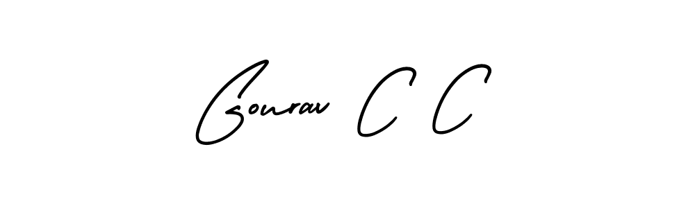 Use a signature maker to create a handwritten signature online. With this signature software, you can design (AmerikaSignatureDemo-Regular) your own signature for name Gourav C C. Gourav C C signature style 3 images and pictures png