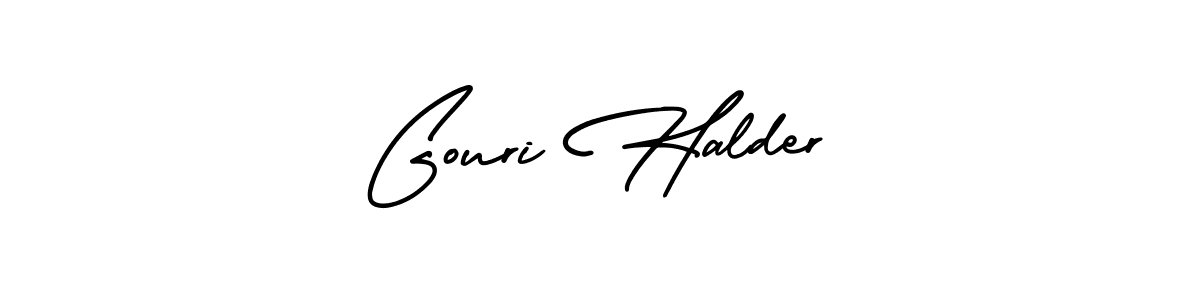 This is the best signature style for the Gouri Halder name. Also you like these signature font (AmerikaSignatureDemo-Regular). Mix name signature. Gouri Halder signature style 3 images and pictures png