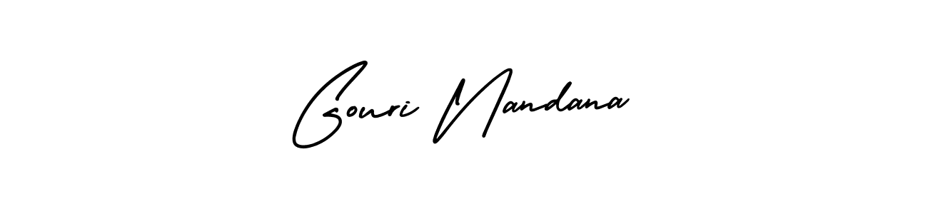 The best way (AmerikaSignatureDemo-Regular) to make a short signature is to pick only two or three words in your name. The name Gouri Nandana include a total of six letters. For converting this name. Gouri Nandana signature style 3 images and pictures png