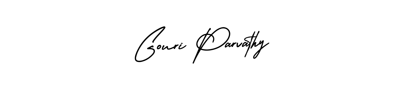 You should practise on your own different ways (AmerikaSignatureDemo-Regular) to write your name (Gouri Parvathy) in signature. don't let someone else do it for you. Gouri Parvathy signature style 3 images and pictures png