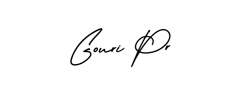 The best way (AmerikaSignatureDemo-Regular) to make a short signature is to pick only two or three words in your name. The name Gouri Pr include a total of six letters. For converting this name. Gouri Pr signature style 3 images and pictures png