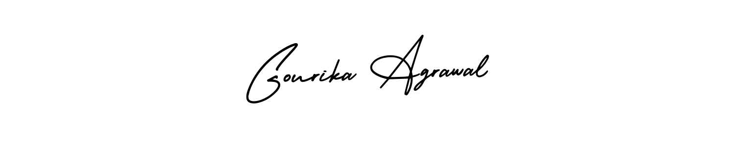 The best way (AmerikaSignatureDemo-Regular) to make a short signature is to pick only two or three words in your name. The name Gourika Agrawal include a total of six letters. For converting this name. Gourika Agrawal signature style 3 images and pictures png