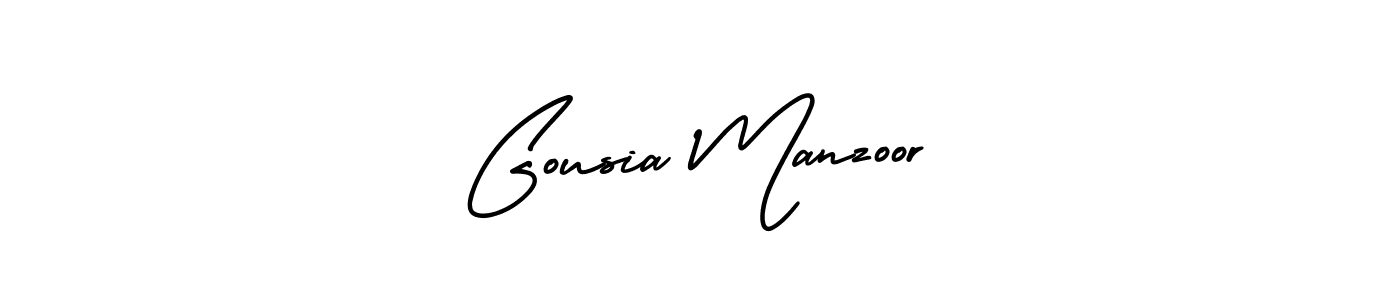 See photos of Gousia Manzoor official signature by Spectra . Check more albums & portfolios. Read reviews & check more about AmerikaSignatureDemo-Regular font. Gousia Manzoor signature style 3 images and pictures png