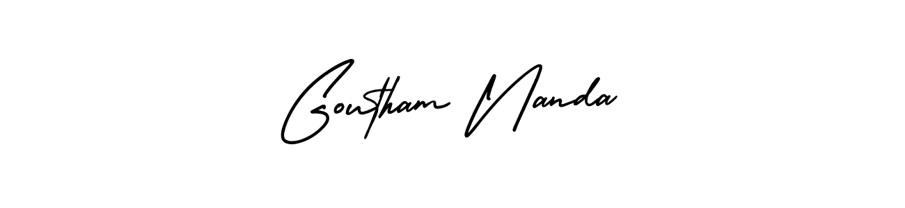 if you are searching for the best signature style for your name Goutham Nanda. so please give up your signature search. here we have designed multiple signature styles  using AmerikaSignatureDemo-Regular. Goutham Nanda signature style 3 images and pictures png