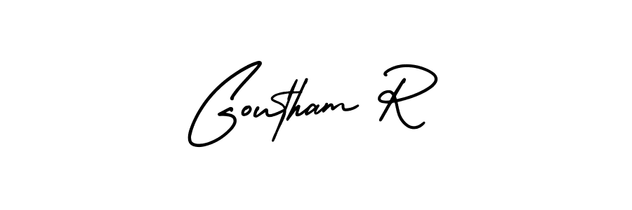 How to make Goutham R name signature. Use AmerikaSignatureDemo-Regular style for creating short signs online. This is the latest handwritten sign. Goutham R signature style 3 images and pictures png