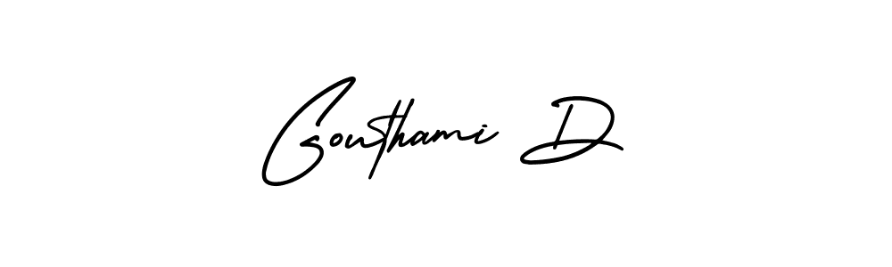 Gouthami D stylish signature style. Best Handwritten Sign (AmerikaSignatureDemo-Regular) for my name. Handwritten Signature Collection Ideas for my name Gouthami D. Gouthami D signature style 3 images and pictures png