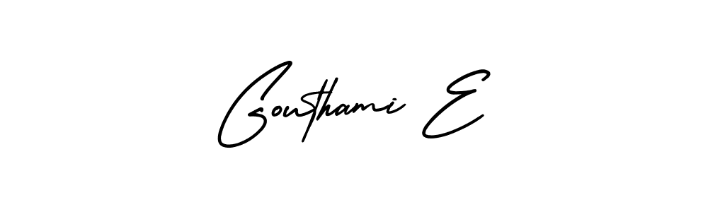 How to make Gouthami E name signature. Use AmerikaSignatureDemo-Regular style for creating short signs online. This is the latest handwritten sign. Gouthami E signature style 3 images and pictures png