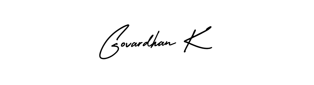 How to make Govardhan K name signature. Use AmerikaSignatureDemo-Regular style for creating short signs online. This is the latest handwritten sign. Govardhan K signature style 3 images and pictures png