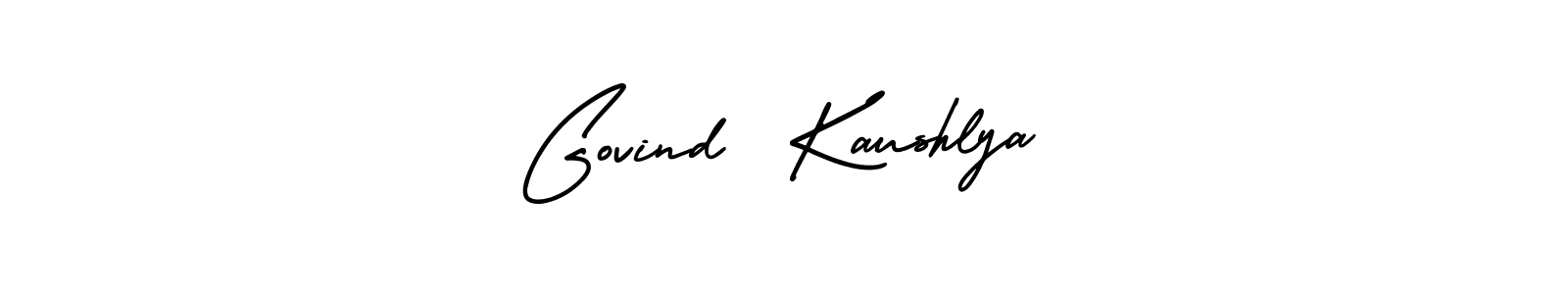 The best way (AmerikaSignatureDemo-Regular) to make a short signature is to pick only two or three words in your name. The name Govind  Kaushlya include a total of six letters. For converting this name. Govind  Kaushlya signature style 3 images and pictures png