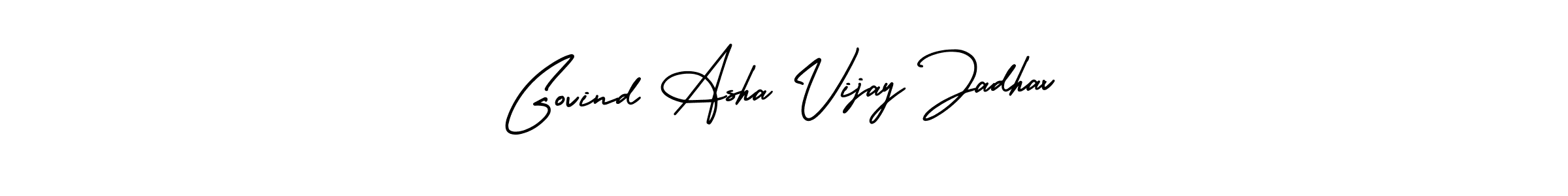 How to Draw Govind Asha Vijay Jadhav signature style? AmerikaSignatureDemo-Regular is a latest design signature styles for name Govind Asha Vijay Jadhav. Govind Asha Vijay Jadhav signature style 3 images and pictures png