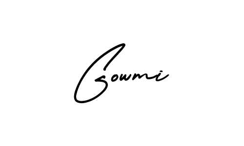 Use a signature maker to create a handwritten signature online. With this signature software, you can design (AmerikaSignatureDemo-Regular) your own signature for name Gowmi. Gowmi signature style 3 images and pictures png