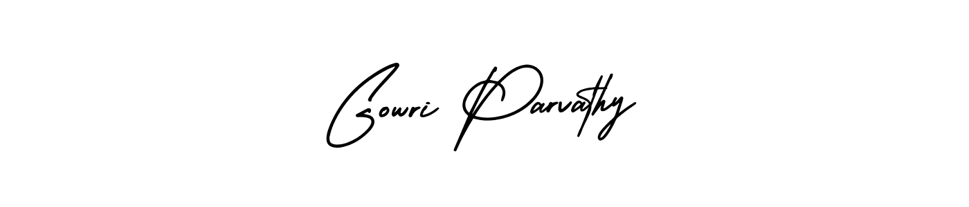 The best way (AmerikaSignatureDemo-Regular) to make a short signature is to pick only two or three words in your name. The name Gowri Parvathy include a total of six letters. For converting this name. Gowri Parvathy signature style 3 images and pictures png