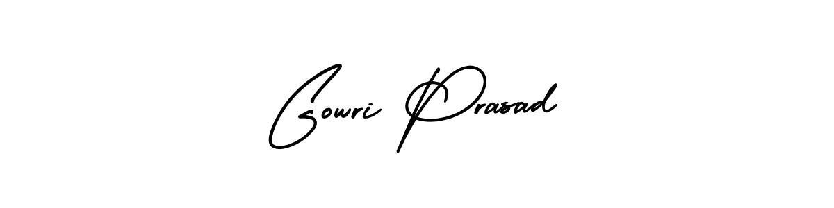 You should practise on your own different ways (AmerikaSignatureDemo-Regular) to write your name (Gowri Prasad) in signature. don't let someone else do it for you. Gowri Prasad signature style 3 images and pictures png