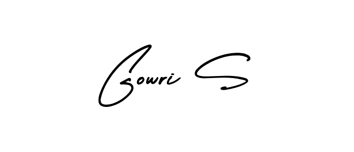 The best way (AmerikaSignatureDemo-Regular) to make a short signature is to pick only two or three words in your name. The name Gowri S include a total of six letters. For converting this name. Gowri S signature style 3 images and pictures png