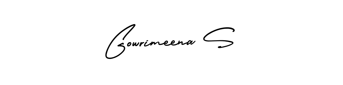 Make a short Gowrimeena S signature style. Manage your documents anywhere anytime using AmerikaSignatureDemo-Regular. Create and add eSignatures, submit forms, share and send files easily. Gowrimeena S signature style 3 images and pictures png