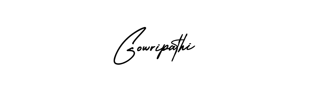 The best way (AmerikaSignatureDemo-Regular) to make a short signature is to pick only two or three words in your name. The name Gowripathi include a total of six letters. For converting this name. Gowripathi signature style 3 images and pictures png