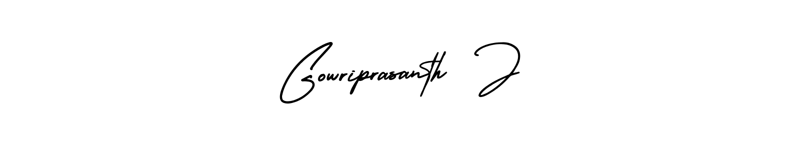 This is the best signature style for the Gowriprasanth  J name. Also you like these signature font (AmerikaSignatureDemo-Regular). Mix name signature. Gowriprasanth  J signature style 3 images and pictures png