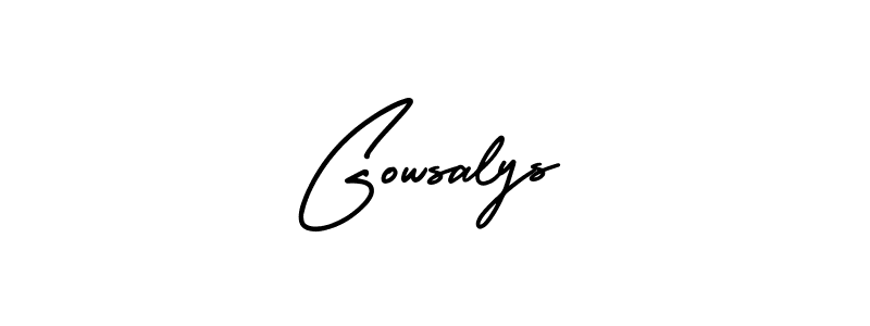 Design your own signature with our free online signature maker. With this signature software, you can create a handwritten (AmerikaSignatureDemo-Regular) signature for name Gowsalys. Gowsalys signature style 3 images and pictures png