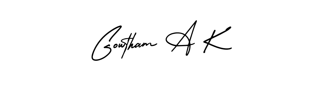 How to make Gowtham A K name signature. Use AmerikaSignatureDemo-Regular style for creating short signs online. This is the latest handwritten sign. Gowtham A K signature style 3 images and pictures png