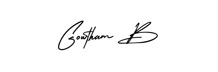 Make a beautiful signature design for name Gowtham B. With this signature (AmerikaSignatureDemo-Regular) style, you can create a handwritten signature for free. Gowtham B signature style 3 images and pictures png