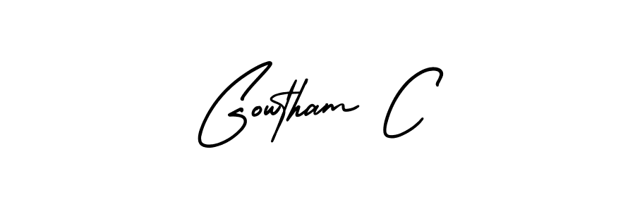 Use a signature maker to create a handwritten signature online. With this signature software, you can design (AmerikaSignatureDemo-Regular) your own signature for name Gowtham C. Gowtham C signature style 3 images and pictures png