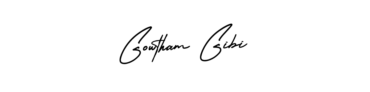 Gowtham Gibi stylish signature style. Best Handwritten Sign (AmerikaSignatureDemo-Regular) for my name. Handwritten Signature Collection Ideas for my name Gowtham Gibi. Gowtham Gibi signature style 3 images and pictures png