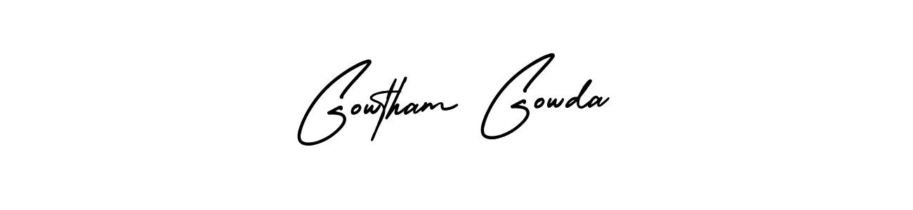 How to Draw Gowtham Gowda signature style? AmerikaSignatureDemo-Regular is a latest design signature styles for name Gowtham Gowda. Gowtham Gowda signature style 3 images and pictures png