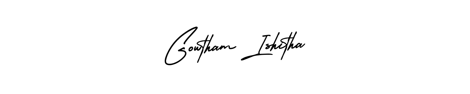 Similarly AmerikaSignatureDemo-Regular is the best handwritten signature design. Signature creator online .You can use it as an online autograph creator for name Gowtham Ishitha. Gowtham Ishitha signature style 3 images and pictures png