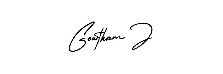 How to make Gowtham J name signature. Use AmerikaSignatureDemo-Regular style for creating short signs online. This is the latest handwritten sign. Gowtham J signature style 3 images and pictures png