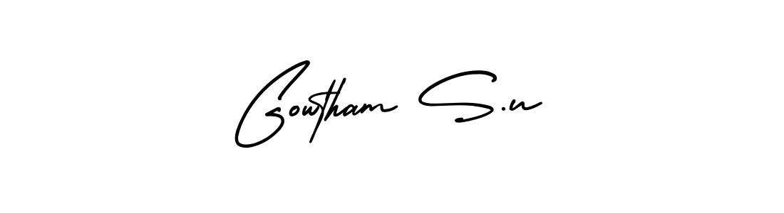 Use a signature maker to create a handwritten signature online. With this signature software, you can design (AmerikaSignatureDemo-Regular) your own signature for name Gowtham S.u. Gowtham S.u signature style 3 images and pictures png