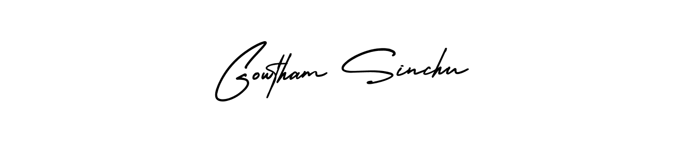 The best way (AmerikaSignatureDemo-Regular) to make a short signature is to pick only two or three words in your name. The name Gowtham Sinchu include a total of six letters. For converting this name. Gowtham Sinchu signature style 3 images and pictures png