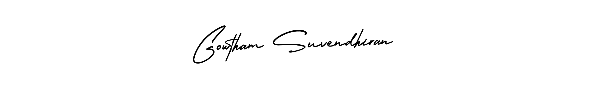 This is the best signature style for the Gowtham Suvendhiran name. Also you like these signature font (AmerikaSignatureDemo-Regular). Mix name signature. Gowtham Suvendhiran signature style 3 images and pictures png