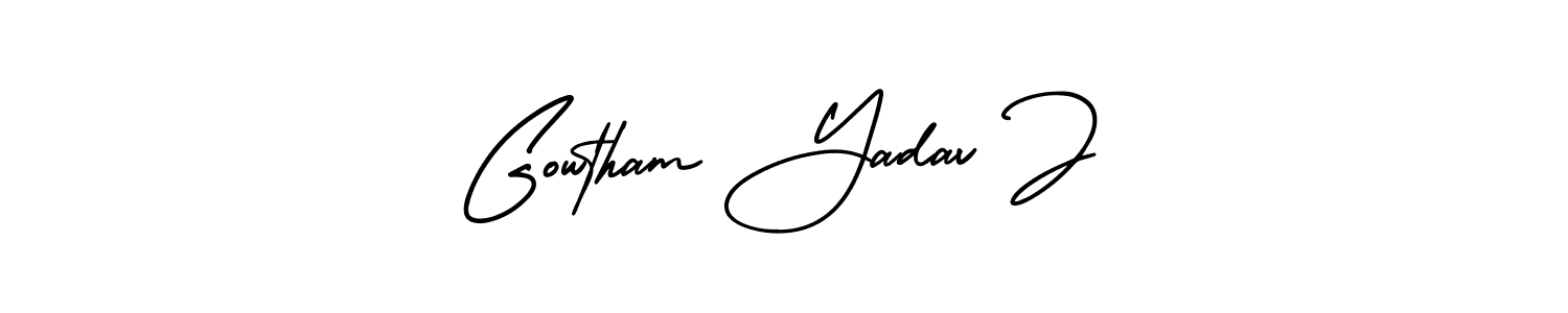Design your own signature with our free online signature maker. With this signature software, you can create a handwritten (AmerikaSignatureDemo-Regular) signature for name Gowtham Yadav J. Gowtham Yadav J signature style 3 images and pictures png