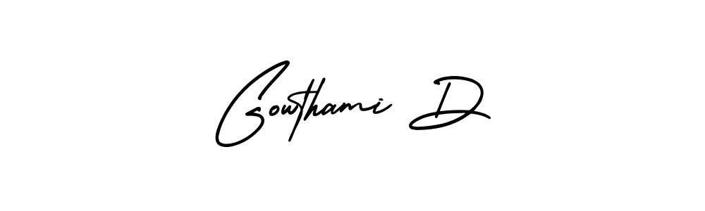 How to make Gowthami D name signature. Use AmerikaSignatureDemo-Regular style for creating short signs online. This is the latest handwritten sign. Gowthami D signature style 3 images and pictures png