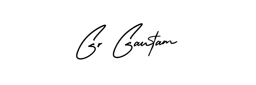 The best way (AmerikaSignatureDemo-Regular) to make a short signature is to pick only two or three words in your name. The name Gr Gautam include a total of six letters. For converting this name. Gr Gautam signature style 3 images and pictures png