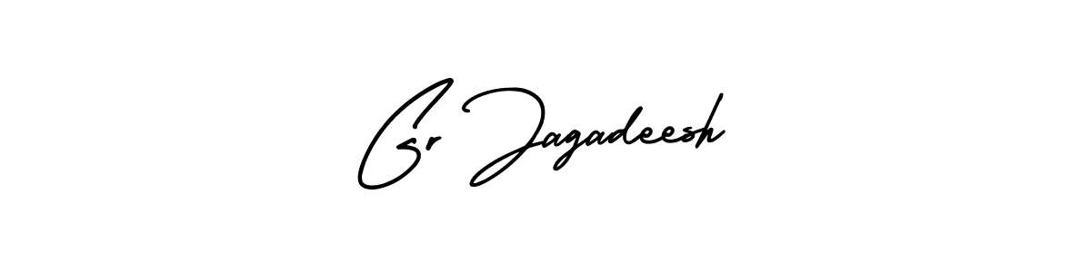 The best way (AmerikaSignatureDemo-Regular) to make a short signature is to pick only two or three words in your name. The name Gr Jagadeesh include a total of six letters. For converting this name. Gr Jagadeesh signature style 3 images and pictures png