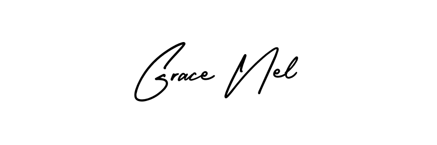 The best way (AmerikaSignatureDemo-Regular) to make a short signature is to pick only two or three words in your name. The name Grace Nel include a total of six letters. For converting this name. Grace Nel signature style 3 images and pictures png