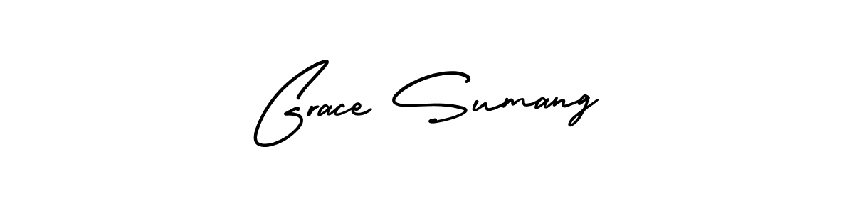 You should practise on your own different ways (AmerikaSignatureDemo-Regular) to write your name (Grace Sumang) in signature. don't let someone else do it for you. Grace Sumang signature style 3 images and pictures png