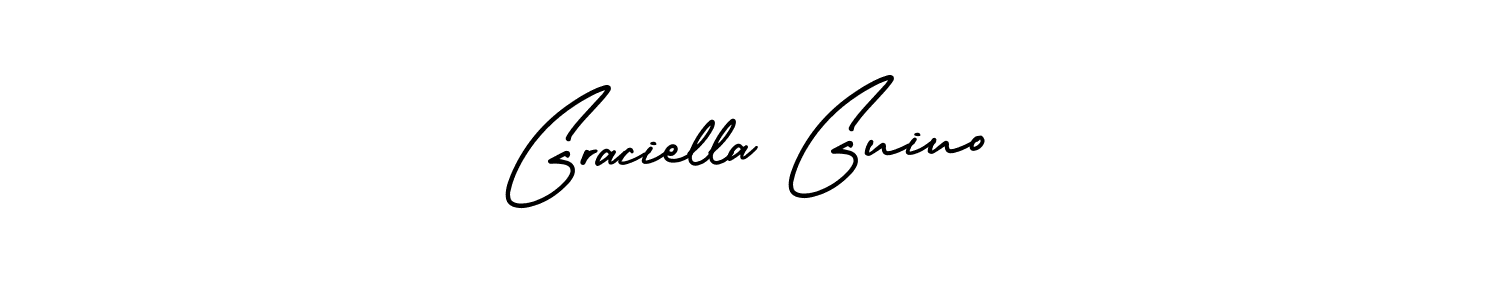 The best way (AmerikaSignatureDemo-Regular) to make a short signature is to pick only two or three words in your name. The name Graciella Guiuo include a total of six letters. For converting this name. Graciella Guiuo signature style 3 images and pictures png