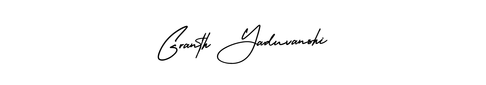 You should practise on your own different ways (AmerikaSignatureDemo-Regular) to write your name (Granth Yaduvanshi) in signature. don't let someone else do it for you. Granth Yaduvanshi signature style 3 images and pictures png
