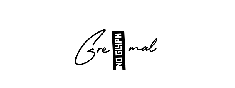 You should practise on your own different ways (AmerikaSignatureDemo-Regular) to write your name (Grečmal) in signature. don't let someone else do it for you. Grečmal signature style 3 images and pictures png