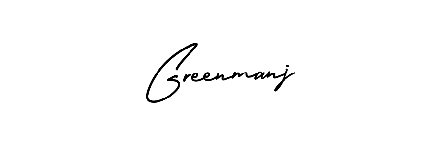 How to make Greenmanj name signature. Use AmerikaSignatureDemo-Regular style for creating short signs online. This is the latest handwritten sign. Greenmanj signature style 3 images and pictures png