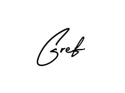 You should practise on your own different ways (AmerikaSignatureDemo-Regular) to write your name (Gref) in signature. don't let someone else do it for you. Gref signature style 3 images and pictures png