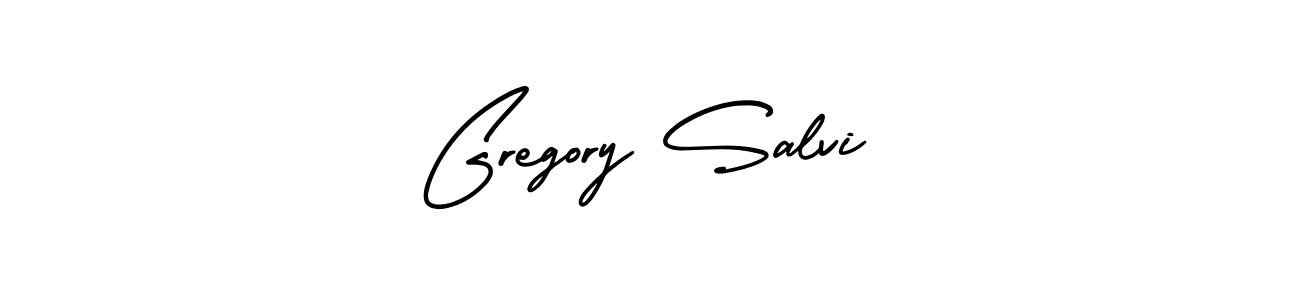 How to make Gregory Salvi name signature. Use AmerikaSignatureDemo-Regular style for creating short signs online. This is the latest handwritten sign. Gregory Salvi signature style 3 images and pictures png