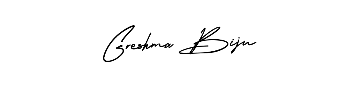 Greshma Biju stylish signature style. Best Handwritten Sign (AmerikaSignatureDemo-Regular) for my name. Handwritten Signature Collection Ideas for my name Greshma Biju. Greshma Biju signature style 3 images and pictures png