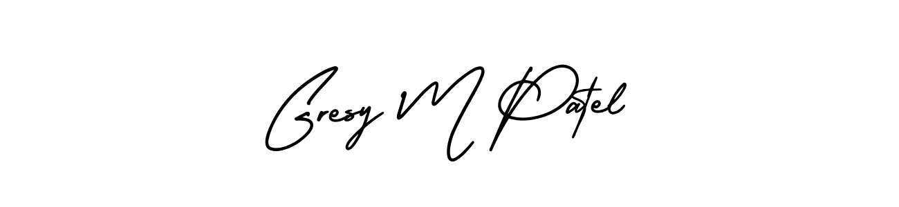 Make a short Gresy M Patel signature style. Manage your documents anywhere anytime using AmerikaSignatureDemo-Regular. Create and add eSignatures, submit forms, share and send files easily. Gresy M Patel signature style 3 images and pictures png