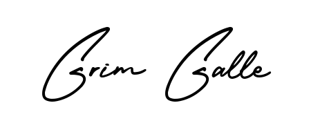 Try this chic Grim Galle handwritten sign style. Using AmerikaSignatureDemo-Regular font elements, it gives your name a sleek, memorable identity. Grim Galle signature style 3 images and pictures png
