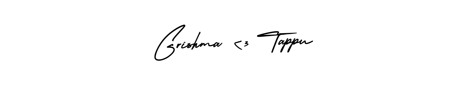 How to make Grishma <3 Tappu name signature. Use AmerikaSignatureDemo-Regular style for creating short signs online. This is the latest handwritten sign. Grishma <3 Tappu signature style 3 images and pictures png